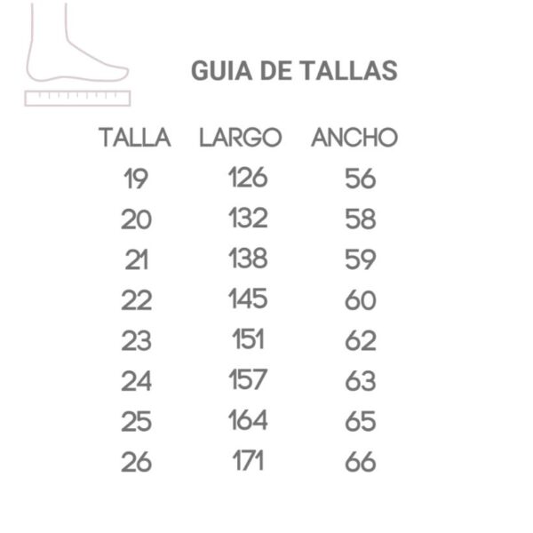 Tallas PIRUFIN 19 a 26